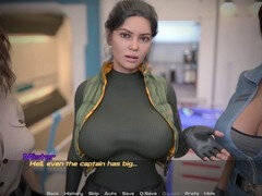 Mummy with big boobs in adult visual novel gameplay