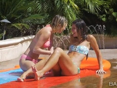 Bebê, Loiroa, Morena, Lésbica, Melharucos naturais, Ao ar livre cartaz de rua outdoor, Xoxota, Tetas