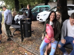 Avsugning, Tjeckisk, Hd, Utomhus, Offentlig, Tonåring