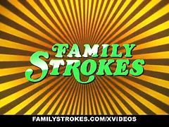 Familystrokes - blond teen (Chanel Shortcake) gets caught by stepgrandpa and sucks his knob