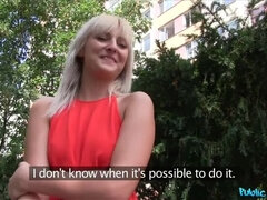 Slim blonde with perfect tits fucks a stranger