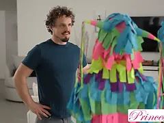 Naughty Stepsis Molly Little & Lana Smalls Invite Stepbro to beat their Piñata Pussies