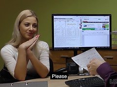 Angelica Heart's first business loan interview: MILF with huge tits gets fucked and loaned to her for the first time
