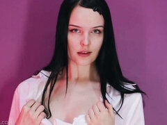 18, 엉덩이, 흑갈색 머리, 수음, 빼빼한, 혼자, 스트리핑, 젖가슴