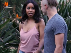 Man penetrates Mulatto with natural tits