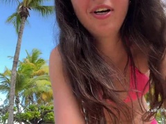 Crazy girl pissing on a public beach right in her panties Wetted her panties and went to sunbathe