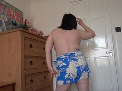 Dancing Striptease in Blue and White Playsuit