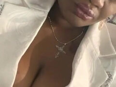 Pretty teenie unwrapping while step daddy spy on her