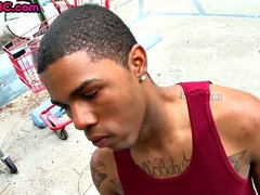 Ebony thug gets public fucked and jizzed outdoors