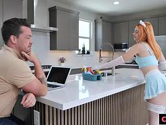 Ginger Maid Teases Fat Dick While Cleaning The House ft. Gracey Fox: Porn