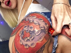 Telari Love with octopus tattoo nails ass with humongous sex toy