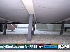 I catch my step-grandpa jerking to sex & bond over a facial cumshot