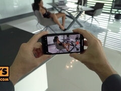 Morena, Sexo com pé, Óculos, Escritório, Baixinhoa