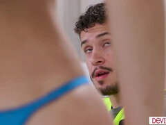 18 ans, Blonde, Lingerie, Petite femme, Chatte, Se déshabiller, Adolescente, Nénés