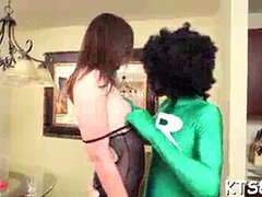 Busty shemale enjoys getting her ass pounded by a huge cock