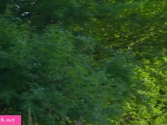 Redhead Jeny Smith Hogtied Outdoor with Toy in Pussy - Timer Padlock Tease