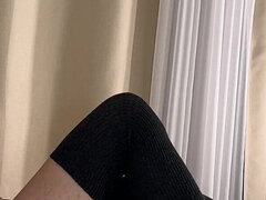 Amatör, Stor kuk, Blondin, Par, Handjobb, Stockings, Tabu, Uniform