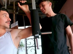 Dimitry Simonit working out with gay fellow Dragon Rojo