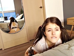 Lieveling, Bruinharig, Schattig, Latijnse vrouw, Masturbatie, Alleen, Tieten likken, Webcamera