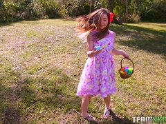 Bambi Brooks, the exxxtrasmall, gets her tight pussy pounded Easter by her BFFs