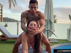 Creampie, Péro, Žena, Latinskej, Svaly, Olej, Orgazmus, Bazén