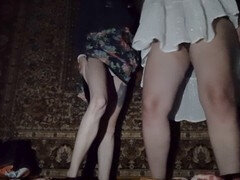 Retro lesbian babes indulge in steamy mutual masturbation session