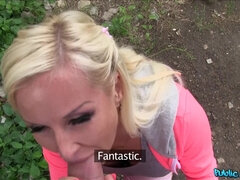 Amatör, Blondin, Avsugning, Utomhus, Svälja