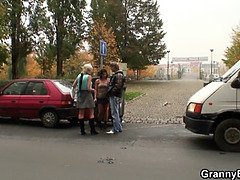 Young guy choose skinny granny prostitute for sex