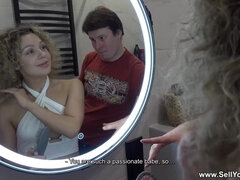 Blonde fucks in front of her husband
