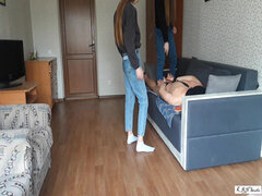 Amateur, Cfnm, Dominacion femenina, Jeans, Amante, Esclavo, Nalgadas