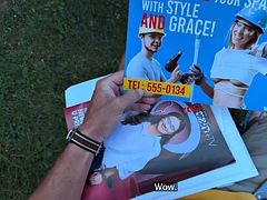 VIP4K. Hunter fucked a handyman after she stripped naked for him in his garden