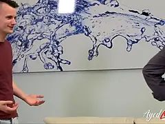 A Cheeky Young Man Experienced Sexual Harassment Upside Down with a Busty Mature Lady