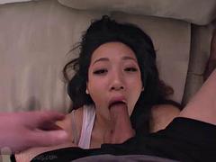 Shoving dick down asian teen throat. no gag reflex