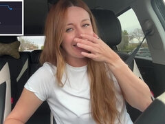Amatör, Bil, Kvinna, Rolig, Orgasm, Offentlig, Solo, Tuttar