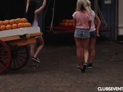 Blondine, Braunhaarige, Verein, Europäisch, Gruppe, Lesbisch, Rasiert, Jungendliche (18+)