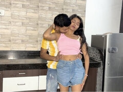 After Mom and Dad Went Out, the Girl Called Her Boyfriend at Home.