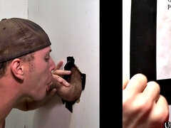 Straight gloryhole visitor fooled by hunk