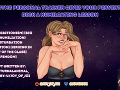 Your gym's private trainer Joyofjoiva teaches your naughty big dick a humiliating lesson