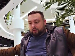 VIP4K. Hunter fucks a gorgeous redhead in a public toilet