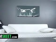 Thin light flesh black girl Alexis Tae gets penetrated during real sex audition