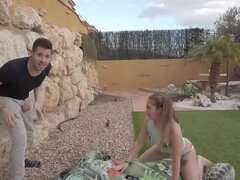 Rough Outdoor Blowjob with Venom Evil and Kevin White - Deep Throat Gagging