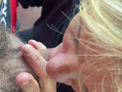 Blond, Stel, Sperma in mond, Huisgemaakt, Rijpe lesbienne, Buiten, Spaans, Vrouw