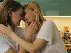 Toccando, Baciando, Lesbica, Lingerie, Figa, Magra, Strippaggio, Ragazza