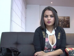 Lorena Medina kneels before Erik Logan and blows him