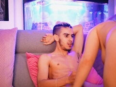 Horny blonde babe and her roommate indulge in a live public fuck session