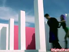 Costume play beauty doggystyled after action struggle