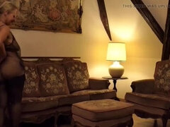 Blonde MILF Selena701 in Lingerie Fetish Sex on Sofa - Amateur Blowjob & Foot Action