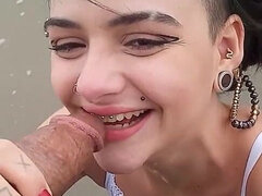 18, 素人, ビーチ, フェラチオ, ラティーナ, 公共, ティーン, オッパイの