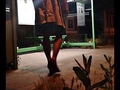 Amateur, Européenne, Lingerie, Masturbation, De plein air, Public, Transsexuelle, Solo