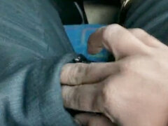 Horny teacher with massive throbbing manhood teases and pleasures himself on a bus